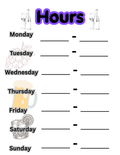 8.5 in X 11 in Hours Sticker Sign Light Purple